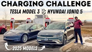 Native NACS On 2025 Hyundai IONIQ 5! 10-80% Charging Test On Tesla Supercharger Against Model 3
