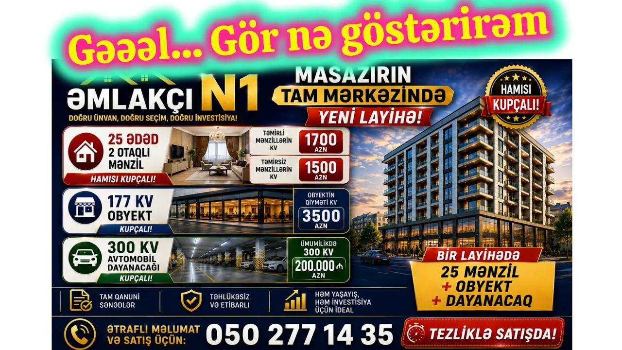 Satılır obyekt 177 m²,  Masazır- (əmlakın videosu)