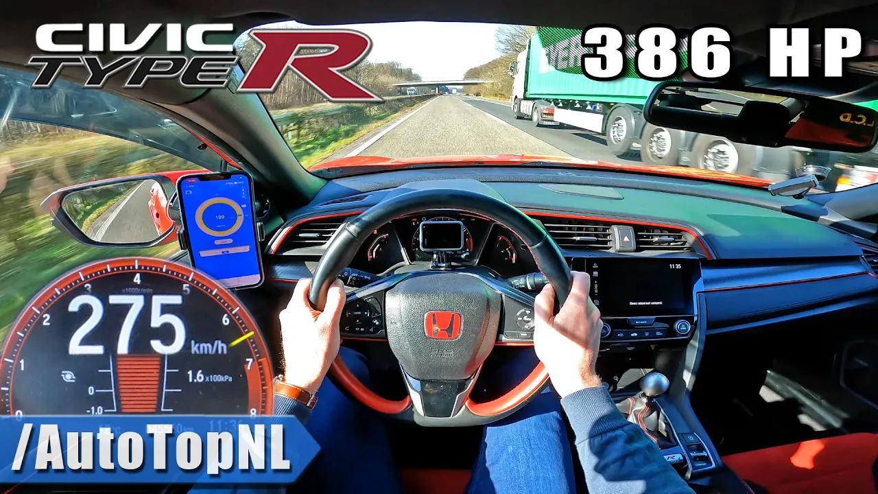 386HP HONDA CIVIC TYPE R FK8 *274KM/H* on AUTOBAHN by AutoTopNL