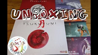 Unboxing Tsukuyumi Full Moon Down + After the Moonfall + Rise of the Moon Princess + Fireborn + Lords of the Lost Seas + Jade Sentinels