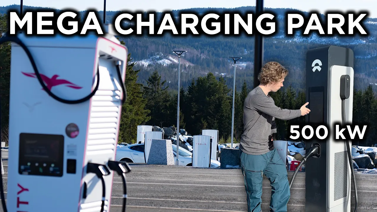 Mega Charging Park At One Highway Stop In Norway