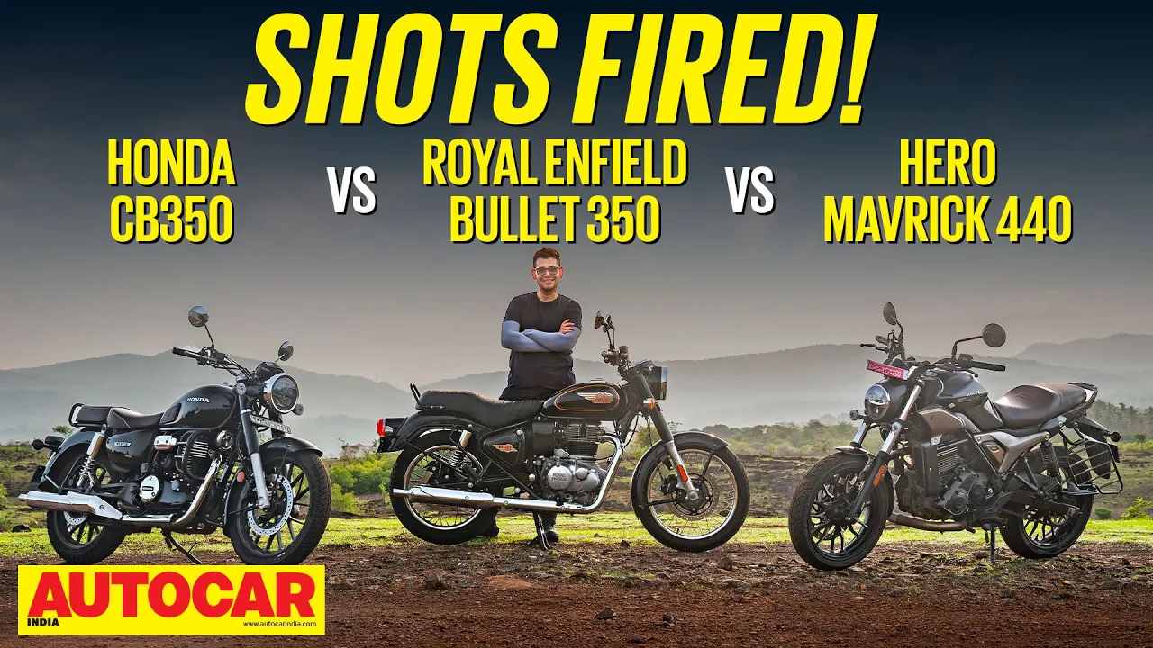 Royal Enfield Bullet 350 v Hero Mavrick 440 v Honda CB350 - Retro Rumble Comparison | Autocar India
