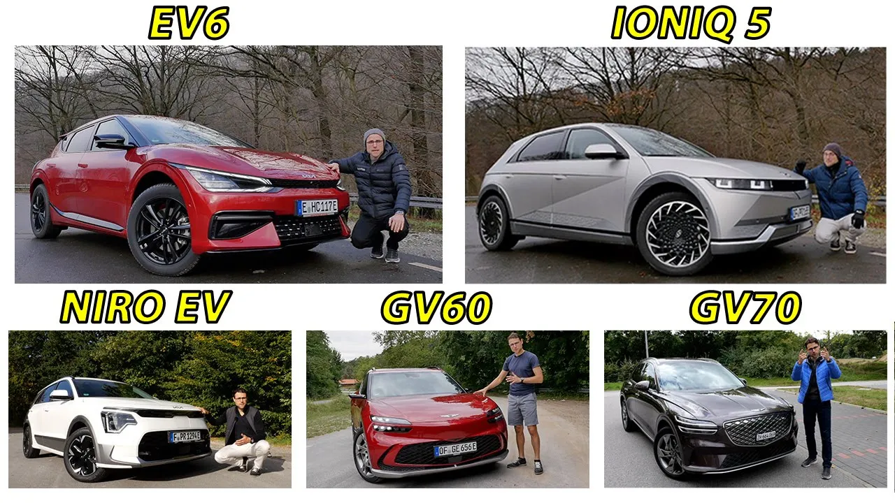 KIA EV6 vs Hyundai Ioniq 5 vs Genesis GV60 vs Kia Niro EV vs Genesis GV70 electrified - best EV SUV