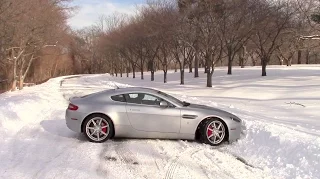 Driving an Aston Martin in the Snow