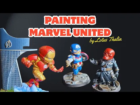 Marvel United Miniature Painting | Captain America, Iron Man & Red Skull with Lotus Thalia