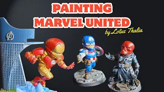 Marvel United Miniature Painting | Captain America, Iron Man & Red Skull with Lotus Thalia