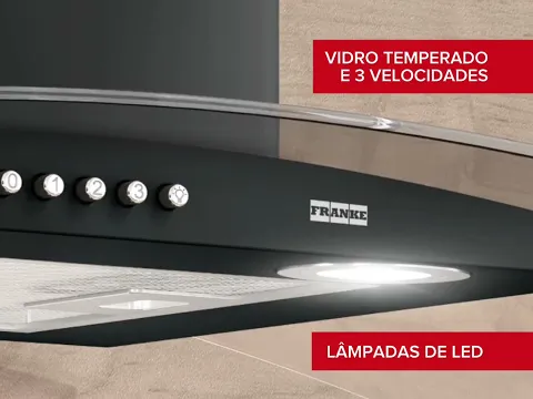 Coifa de Parede 89,5cm Black com Vidro 5 e 6 Bocas 220V 18803 Franke