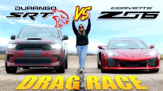 Dodge Durango Hellcat vs Chevy Corvette Z06: The Surprisingly CLOSE Drag Race No One Saw Coming!
