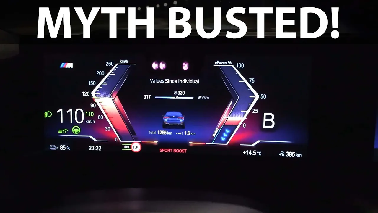 BMW i4 M50 energy consumption in D, B and sport mode