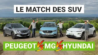 Hyundai KONA vs. Peugeot E-2008 vs. MG ZS : le match des SUV électriques