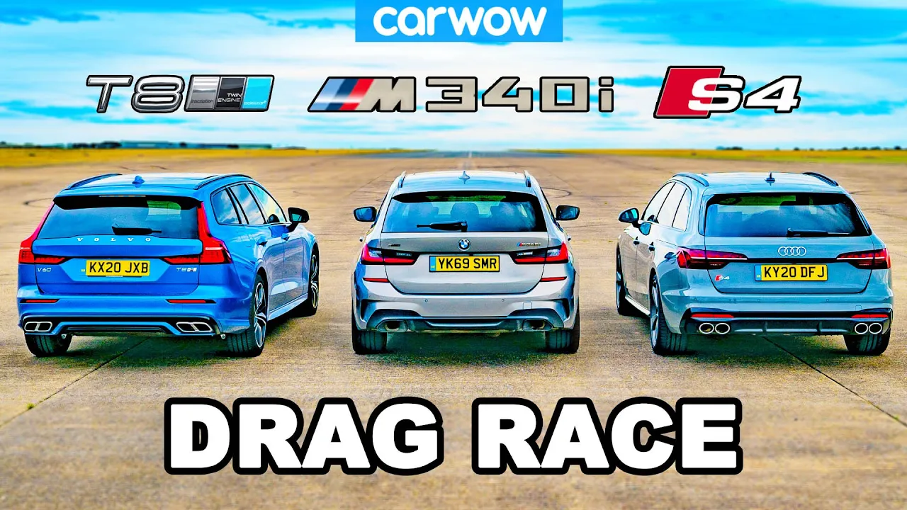 BMW M340i v Audi S4 v Volvo V60 T8 - DRAG RACE