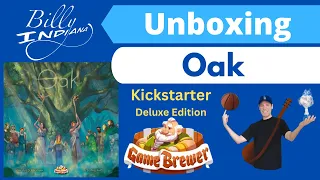 Oak Board Game Unboxing (Kickstarter version from Game Brewer)