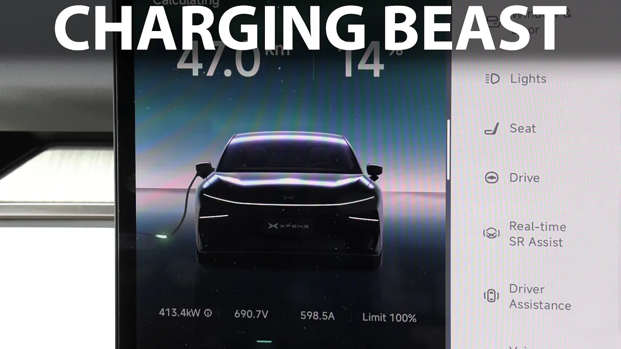 Xpeng P7+ LR charging test at 500 kW Tesla supercharger