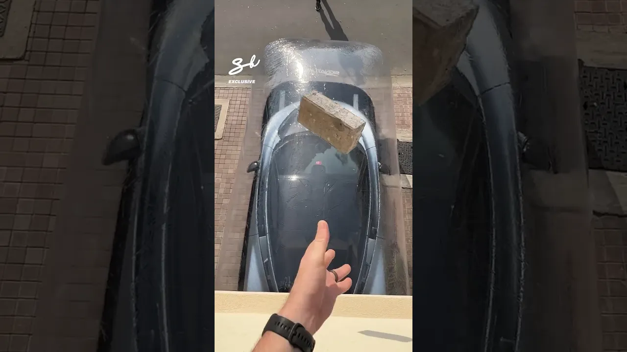 Who thought it was a good idea to drop a brick on my McLaren...? 😱 #mclaren #supercars #funny