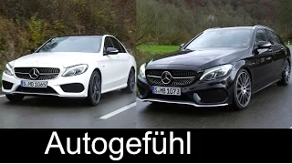 All-new Mercedes C-Class C450 AMG sedan vs estate driving shots exterior interio - Autogefühl