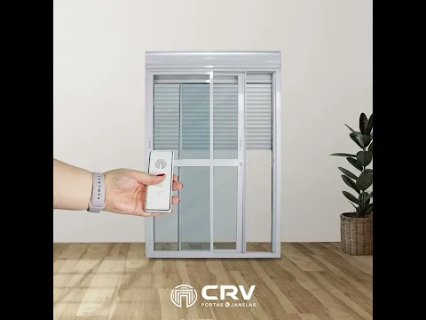 Porta de Correr 2 Folhas Alumínio Pintado Branco com Persiana Blackout Motorizada 220V 231,5x1,50m Linha Nobre CRV