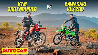 KTM 390 Enduro R vs Kawasaki KLX 230 - Fun and games | Comparison | Autocar India