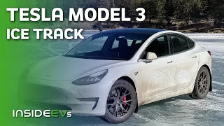 Tesla Model 3 Performance Racing On A Frozen Lake