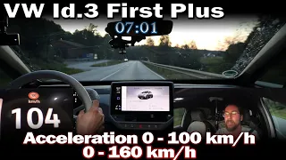 VW Id.3 First 58kWh - Acceleration 0-100 km/h, 0-160 km/h