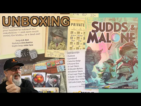Unboxing Sudds & Malone the new Board Game rom Designer Adam West and Publishers CrossCut Games