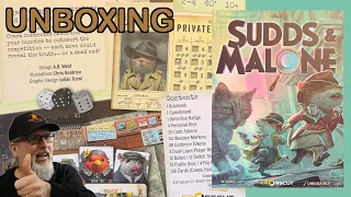 Unboxing Sudds & Malone the new Board Game rom Designer Adam West and Publishers CrossCut Games
