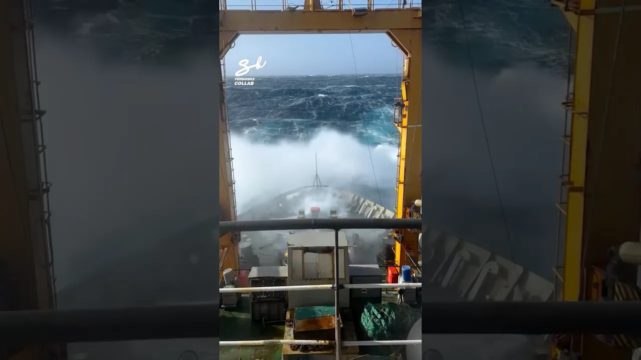 Cargo Ship Fights Waves! 🌊 #ships #boats #sea