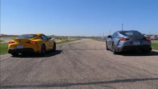 Drag Race! Toyota Supra 2.0 vs 3.0 (4 cylinder vs 6 cylinder)