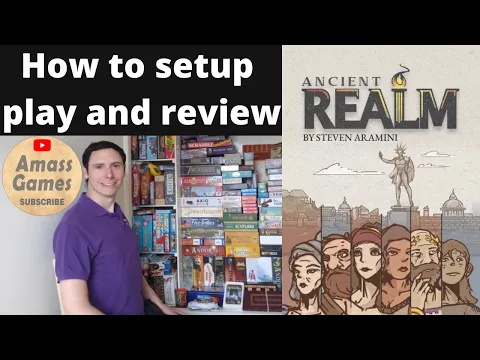 Ancient Realm how to setup play and review solo board game AmassGames Button Shy micro wallet