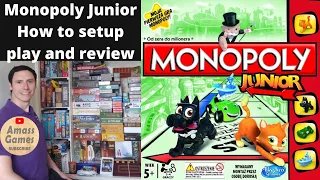 Monopoly Junior how to setup play and review children's board game by * AmassGames* taught by a kid!