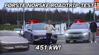 Hva er BEST av rask lading og effektivitet? Tesla vs. Xpeng vs. Skoda i første norske roadtrip-test!