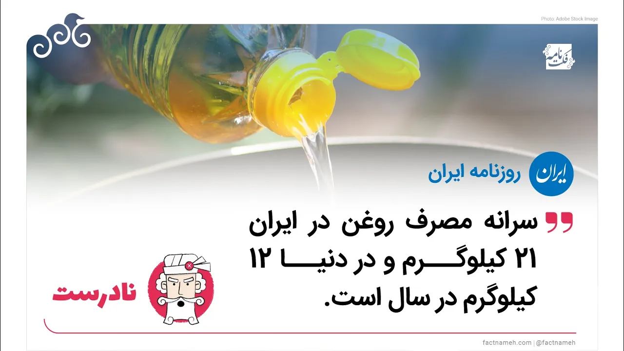 آمار نادرست در مقایسه مصرف روغن در ایران و در جهان