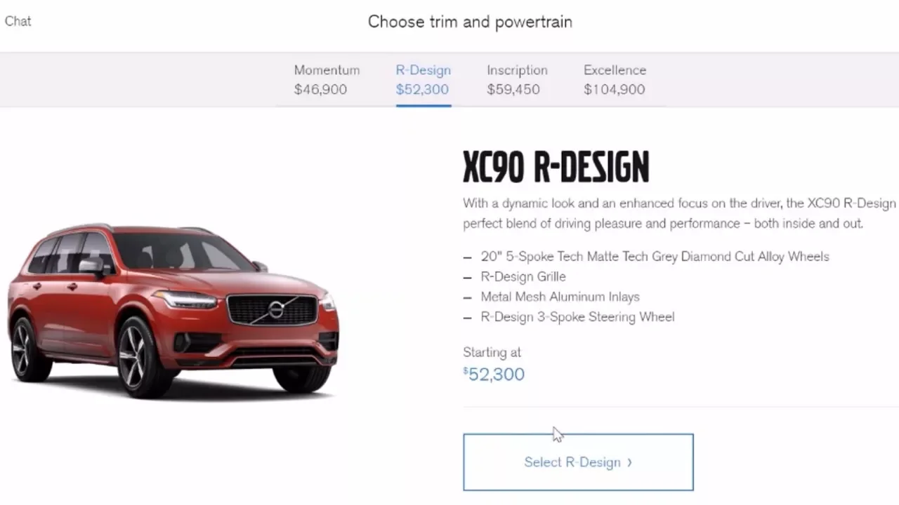 Lets configure a Volvo XC90 R-design!