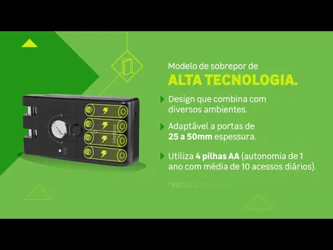 Fechadura Digital Sobrepor para Porta de Correr Pivotante Intelbras FR 210 Cartão Senha