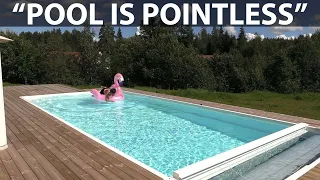 Cleaning and enjoying the pool with Isabel