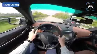 POV MASERATI GHIBLI DIESEL ACCELERATION & TOP SPEED AUTOBAHN TEST DRIVE SOUND 275 HP 3.0 V6 TURBO