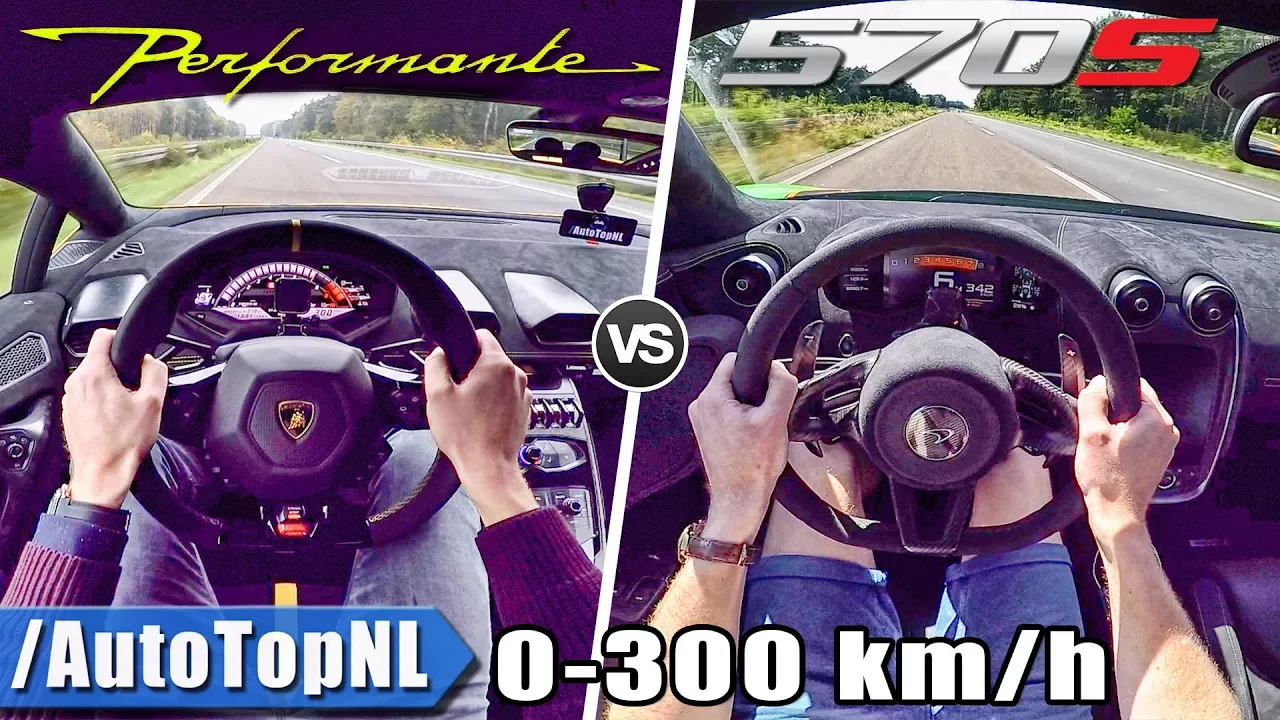 Lamborghini Huracan Performante vs McLaren 570S | 0-300km/h AUTOBAHN POV & SOUND by AutoTopNL