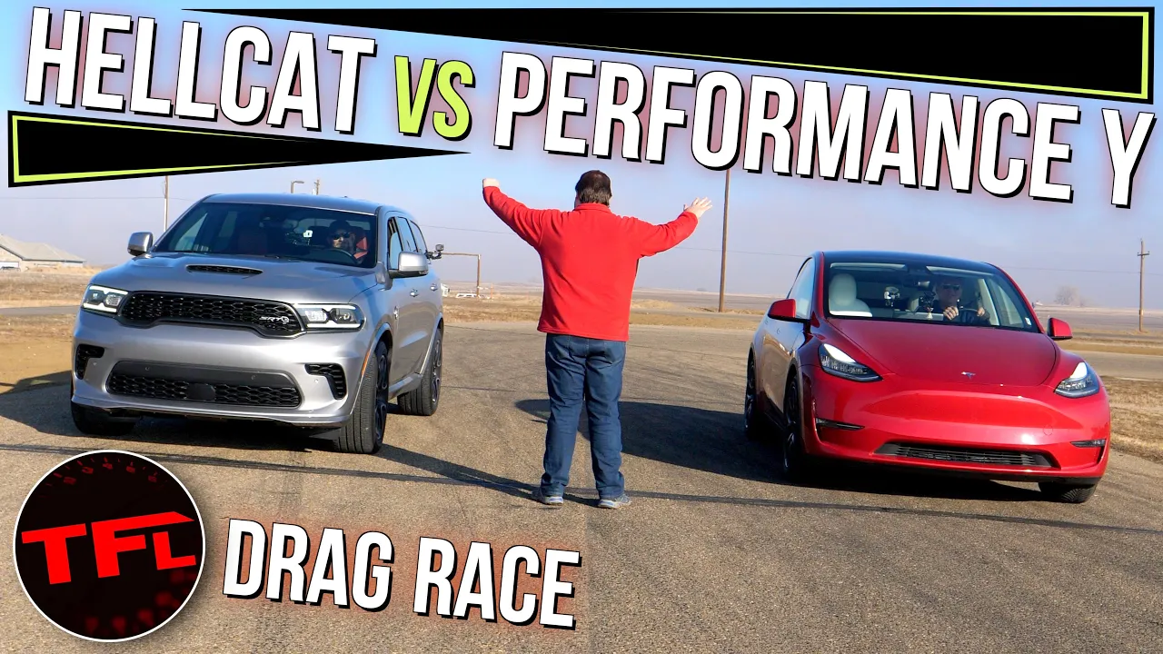 Can A Tesla Model Y Performance BEAT The Mighty Dodge Durango Hellcat In A Drag Race?
