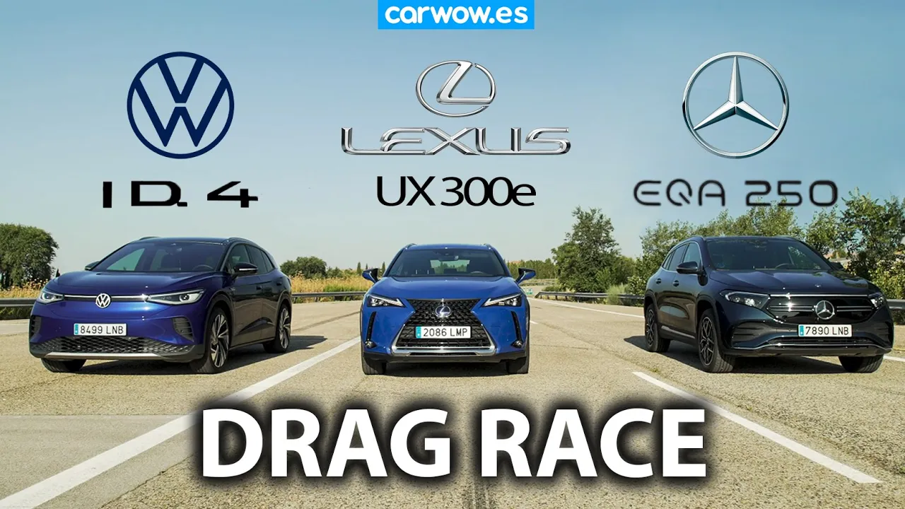 VOLKSWAGEN ID 4 vs LEXUS UX300e vs MERCEDES BENZ EQA 250 - DRAG RACE CARWOW