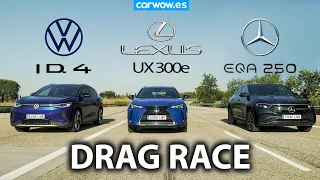 VOLKSWAGEN ID 4 vs LEXUS UX300e vs MERCEDES BENZ EQA 250 - DRAG RACE CARWOW
