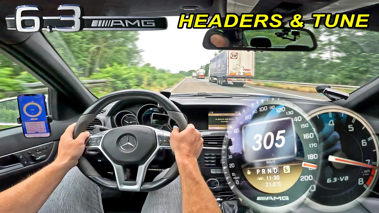 SICKEST C63 AMG 6.2 V8 to EVER hit the AUTOBAHN LONG TUBE HEADERS