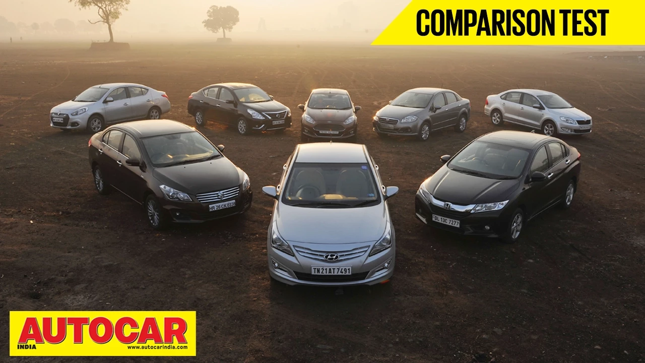 Ciaz vs City vs Verna vs Fiesta vs Rapid vs Linea vs Scala vs Sunny | Mega Comparison| Autocar India