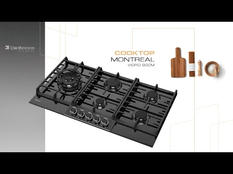 Cooktop a Gás 5 Bocas Vidro Preto 220V Debacco