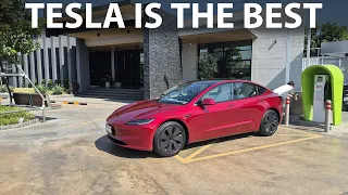 Tesla Model 3 LR RWD driving from Bangkok to Chiang Dao