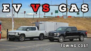 Towing With An Electric Truck - Is It Cheaper Than Gas? Rivian R1T vs Ford F-150 PowerBoost