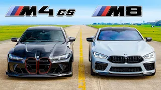 BMW M4 CS v M8 Competition: DRAG RACE
