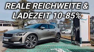 Polestar2 Long Range Überrascht mit seiner Reichweite und Ladezeit 10-85%.
