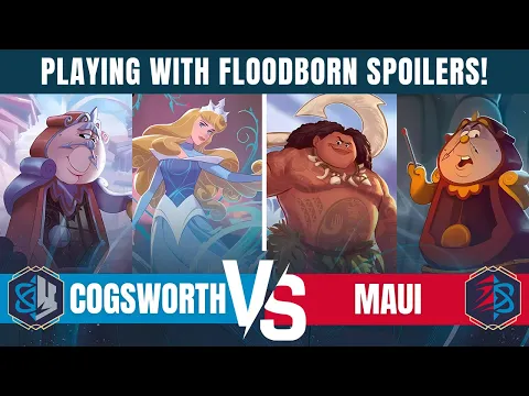 PLAYING FLOODBORN SPOILERS! Cogsworth VS Maui - Disney Lorcana TCG IRL gameplay