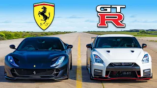 Ferrari V12 vs NISMO V6: DRAG RACE