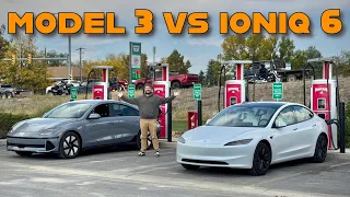 Highway Range Test Battle! Tesla Model 3 Long Range RWD vs Hyundai IONIQ 6 SE