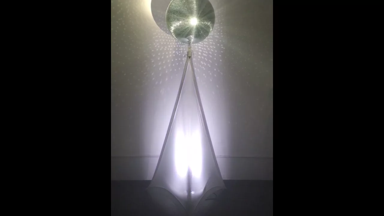 Product video thumbnail for Eliminator 16-Inch Mirror Ball with Stand and RGBW LED Pinspot